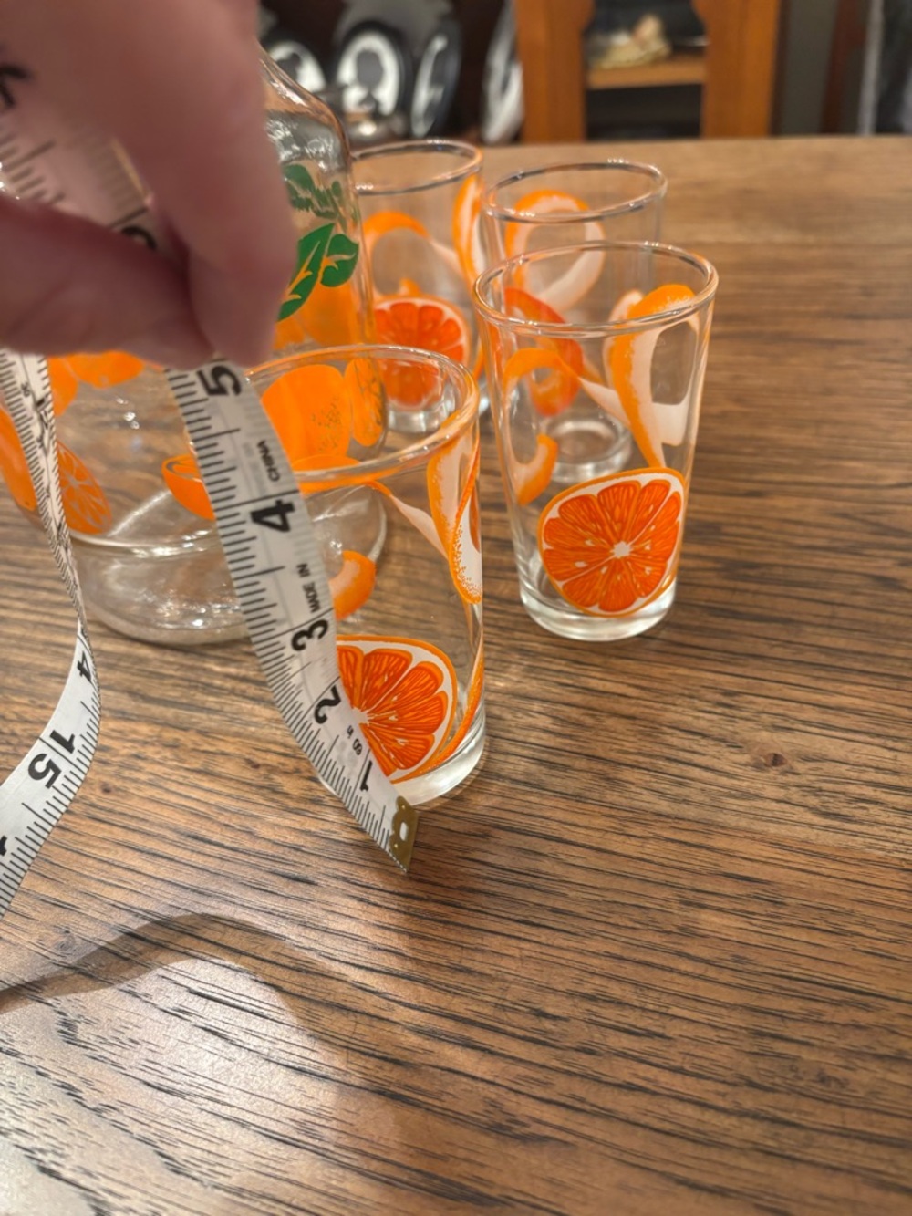 Vintage 1960s Anchor Hocking Citrus Orange Juice Carafe & 4 Juice Glasses MCM - Picture 7 of 15